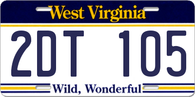 WV license plate 2DT105