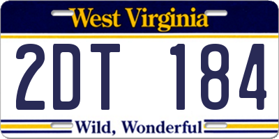WV license plate 2DT184