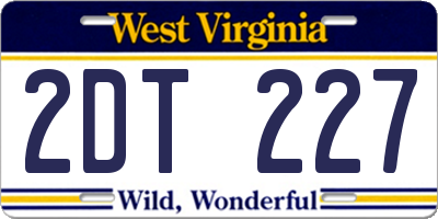 WV license plate 2DT227