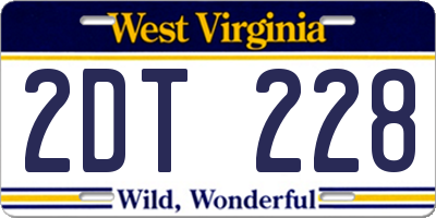 WV license plate 2DT228