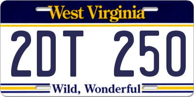 WV license plate 2DT250
