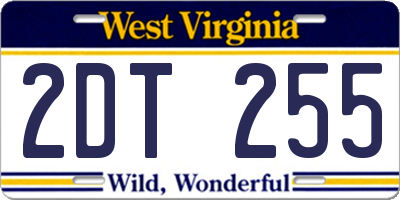 WV license plate 2DT255