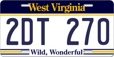 WV license plate 2DT270