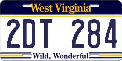 WV license plate 2DT284