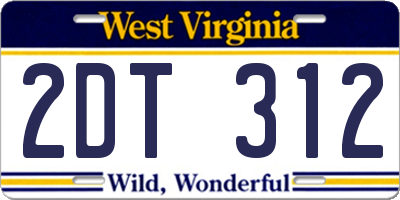 WV license plate 2DT312