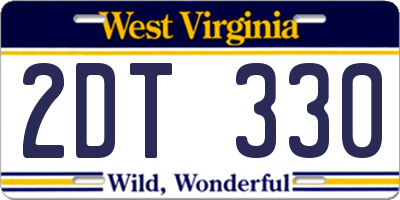 WV license plate 2DT330