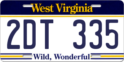 WV license plate 2DT335