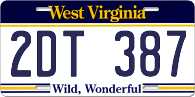 WV license plate 2DT387