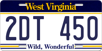 WV license plate 2DT450