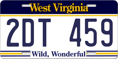 WV license plate 2DT459