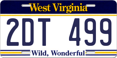 WV license plate 2DT499