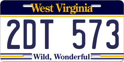 WV license plate 2DT573