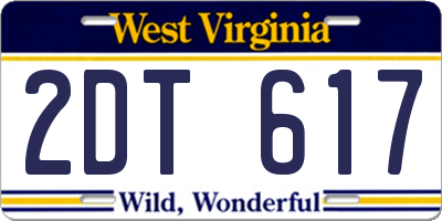 WV license plate 2DT617