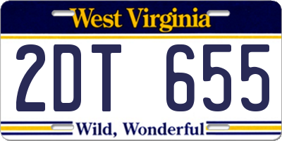 WV license plate 2DT655