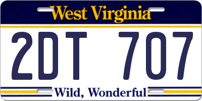 WV license plate 2DT707
