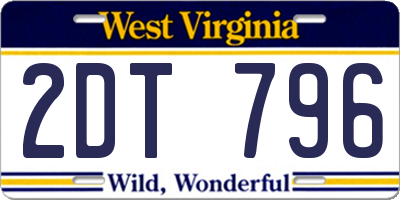 WV license plate 2DT796