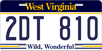 WV license plate 2DT810