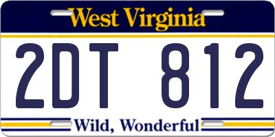 WV license plate 2DT812