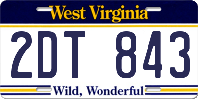 WV license plate 2DT843