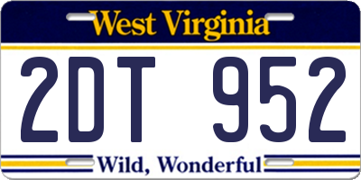 WV license plate 2DT952