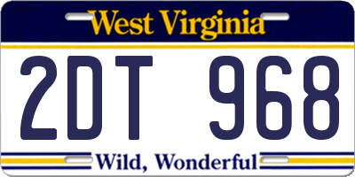 WV license plate 2DT968