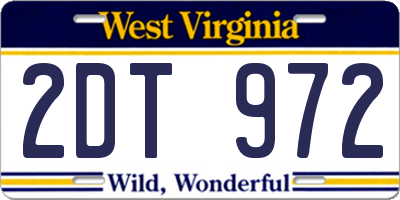 WV license plate 2DT972