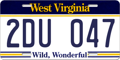 WV license plate 2DU047