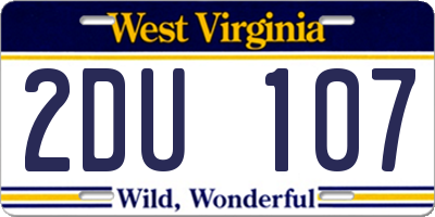 WV license plate 2DU107