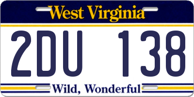 WV license plate 2DU138