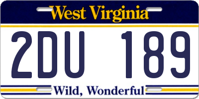 WV license plate 2DU189