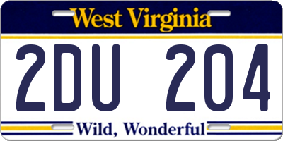 WV license plate 2DU204