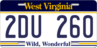 WV license plate 2DU260