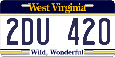 WV license plate 2DU420