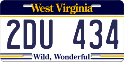 WV license plate 2DU434