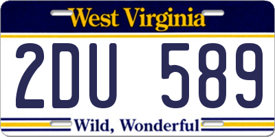 WV license plate 2DU589
