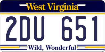 WV license plate 2DU651