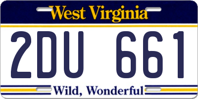 WV license plate 2DU661