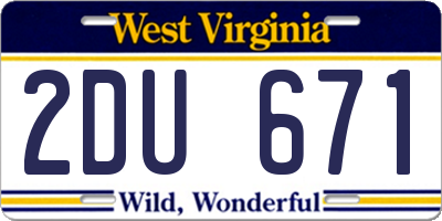 WV license plate 2DU671