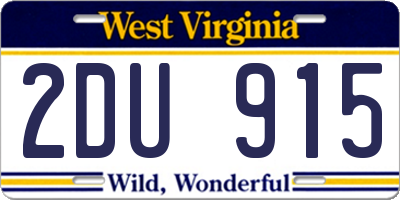 WV license plate 2DU915