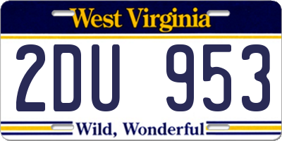 WV license plate 2DU953