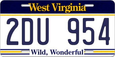 WV license plate 2DU954