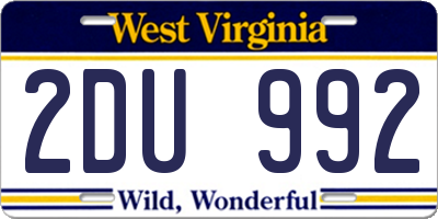 WV license plate 2DU992