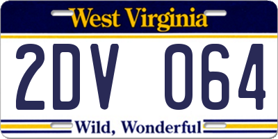 WV license plate 2DV064