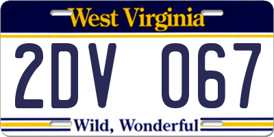 WV license plate 2DV067