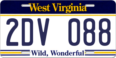 WV license plate 2DV088