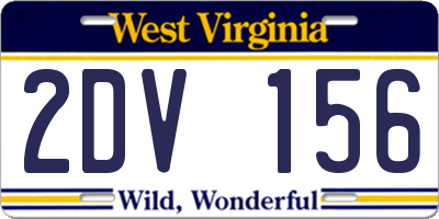 WV license plate 2DV156