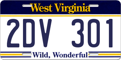 WV license plate 2DV301