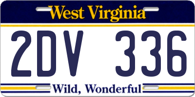 WV license plate 2DV336