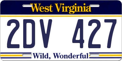 WV license plate 2DV427