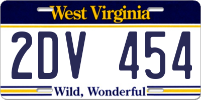 WV license plate 2DV454